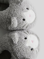 Cute Kitty Cat Teddy Fleece Cosy Slipper Socks UK Ladies Shoe Size 2-8 Xmas Gift