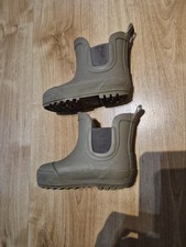 Next Toddler Size 6 Ankle Wellington Boots Wellies Green Fur Lined