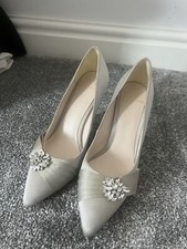 Silver Satin Jenny Packham Party Stilettos, UK Size 5