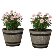 2Pc Plastic Whiskey Barrel