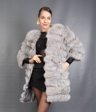 16584 NEW GORGEOUS REAL BLUE FOX COAT LUXURY FUR JACKET BEAUTIFUL LOOK SIZE S
