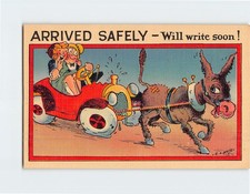 Postcard arrive safely - "arrive, safely"