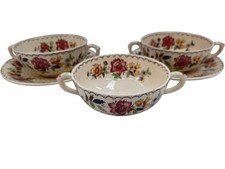 Mason's Ironstone Patent China Floral Soup Bowls Set of Three Collectable