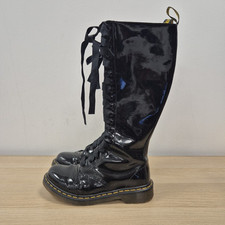 Dr Martens 1b60 20 Holes Knee High Black Patent Leather Tall Boots Uk 6 Eu 39
