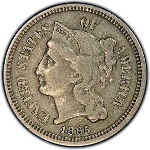1865 nickel cent - 3-cent, piece