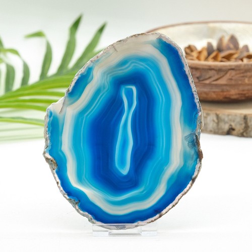 Blue dyed agate slice - blue,