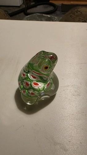 Glass frog paperweight - frog,