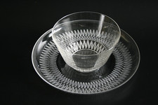 RENE LALIQUE CHAMPIGNY GLASS PLATE AND BOWL - CIRCA 1932