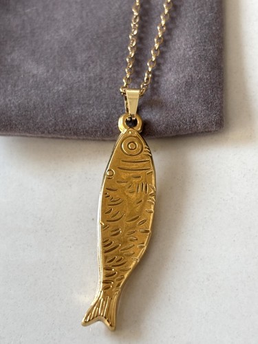 Gold fish pendant necklace - pendant,