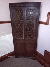 Oak Dark Wood Corner Cabinet