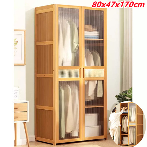 Natural bamboo wardrobe 80cm - bamboo,
