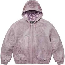 Supreme Studded Hooded Leather Jacket Lilac