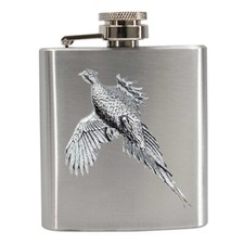 B4 Large Pheasant Pewter on a compact 3oz Stainless Steel Hip Flask Captive top