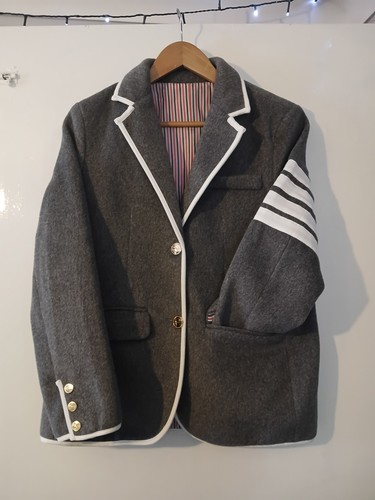 Grey wool flannel - flannel, blazer