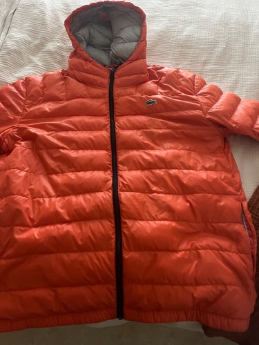 Lacoste orange hooded puffer - lacoste,