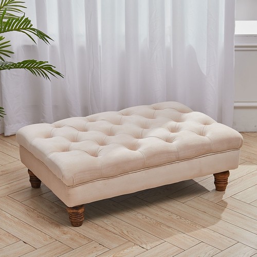 Large velvet footstool tufted - footstool,