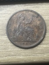Victoria, Penny, 1865, Scarcer Date, Decent Example