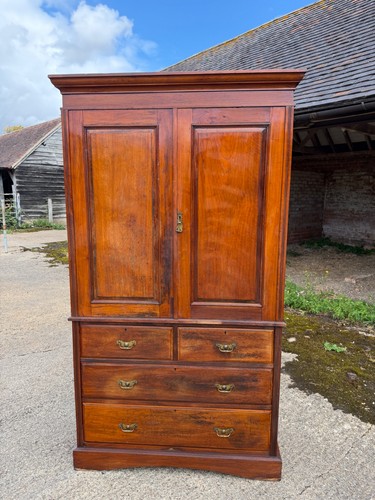 Antique pine linen press - pine,
