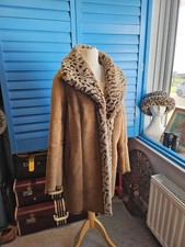 Dennis Basso Reversible Faux Fur & Suede Coat – Leopard Print – Size XL