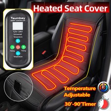 Universal 12V 24V Heated Car Seat Cover Cushion Heater Warmer Winter Pad Black