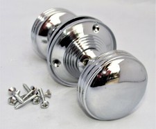 DOOR KNOBS Chrome Silver Handle1 SETS MORTICE REEDED SPRUNG Round Internal D27