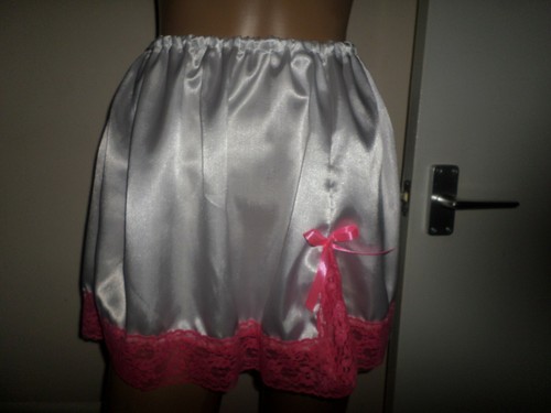 White satin coral pink lace - ,