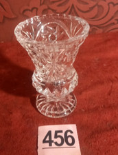 Vintage Crystal Small Thistle Vase - 12cm tall thick crystal