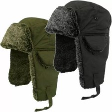 Mens Adults Showerproof Waterproof Russian Trapper Faux Fur Winter Hat Ear Flap
