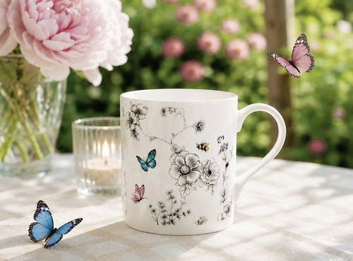 Secret garden mug bone - bone, china