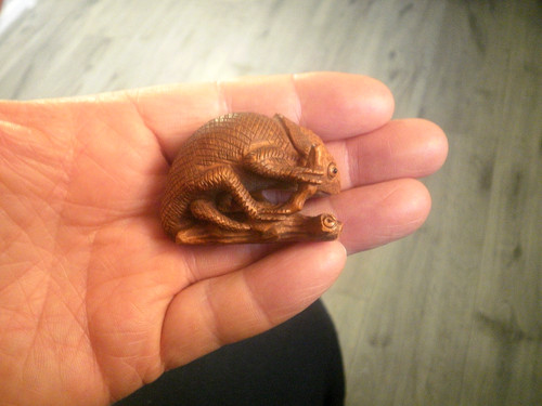 Hand carved wood netsuke - hand,