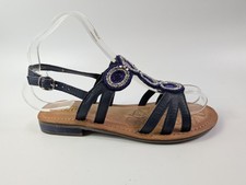 Lotus Navy Leather Sandals UK