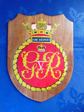 VINTAGE HMS KING GEORGE V SHIP PLAQUE HAND MADE AND PAINTED REDUCING COLLECTION