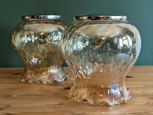 Pair vintage amber textured - pair,