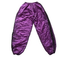 Womens Vintage Tracksuit Bottoms 80s Satin Purple Striped Retro Sportswear 6 - 8