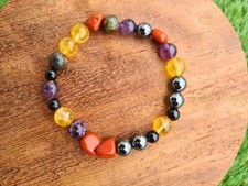 6 Crystals Healing Bracelet with Tourmaline, Amethyst, Citrine, Red Jasper,...