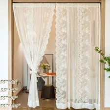 Floral Lace Patio Sheer Curtains Voile Net Outdoor Curtains Valance Shade Decor