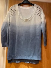 Cotton colour graded Jumper with stud detail, blue mix size 12