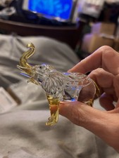 Clear Glass Elephant Figure 