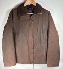 PG Field Waxed Jacket Womens UK12 Brown Cord Collar Vintage Made In England