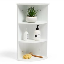 Corner Shelf Unit | 3 Tier Shelving Display Storage Bookcase White | VonHaus
