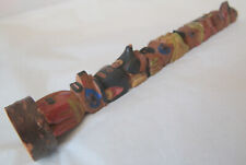 Vintage Carved / Painted Wooden Native American Totem Pole - Repaired