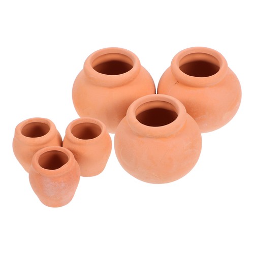 6pcs clay mini succulent pots - clay,