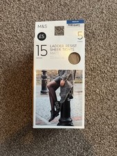 M&S 5 Pairs of 15 Denier Sheer Ladder Resist Tights Rose Quartz size Medium 