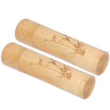 Bamboo Pattern 2Pcs Bamboo Tube Natural Environmentally Friendly Carbonized OU