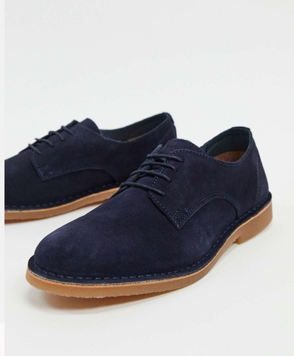 Mens suede derby navy shoe - suede,