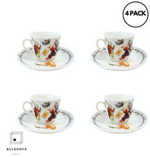 Alice In Wonderland Espresso Cup & Saucer Set of 4  Espresso Coffee Cups
