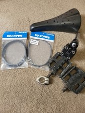 old school BMX parts Seat   MX clamp pedals cable Stem bmx freestyle bike 