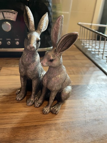 Pair silver hares - pair, of