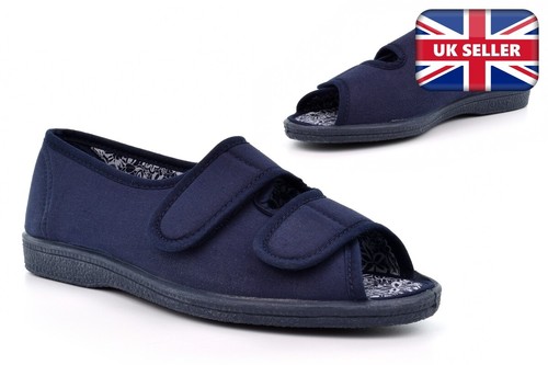 Womens wide fit slippers open - fit,