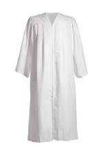 Choir Robe White Zip Gown Men Priest Preacher Clergy Flat Pleat Adult Graduation